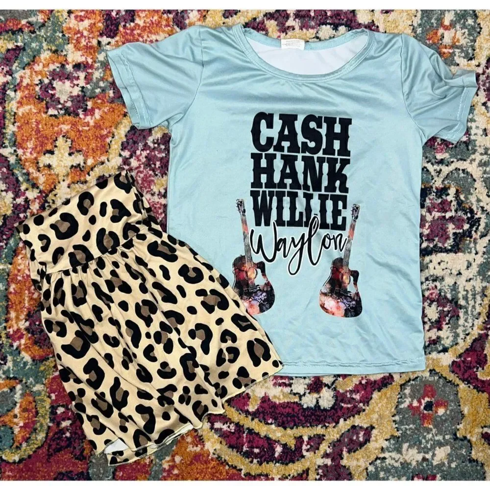 Boutique Hank Cash Willie Waylon Girls Bell Bottom Outfit (5-6T)